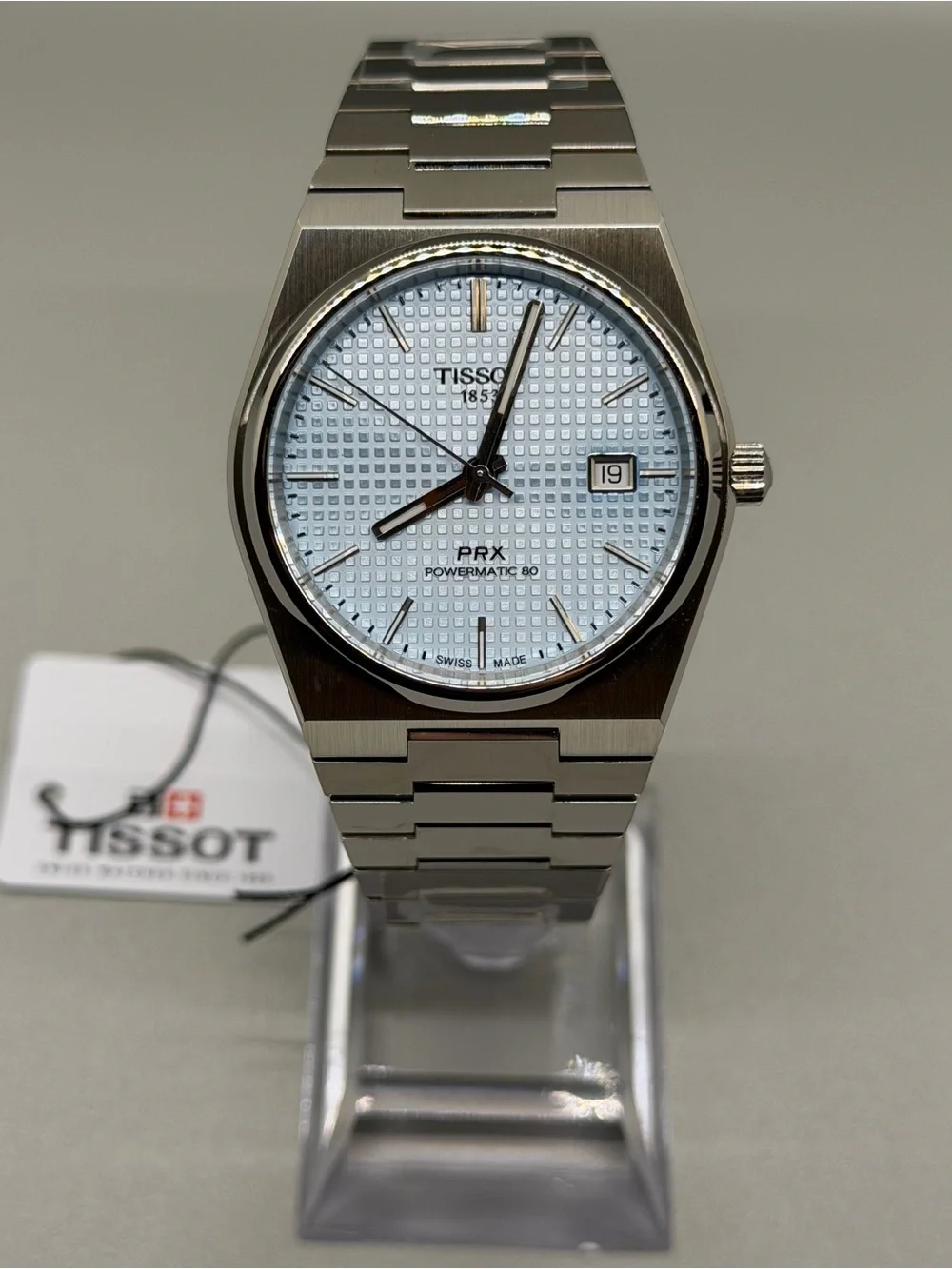 Tissot PRX Powermatic 80 40mm Stainless Steel Watch with Light Blue Dial
